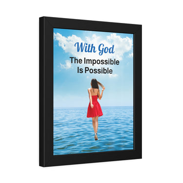 Wood Framed Poster with Shatter-Proof Plexiglass, Walk on Water Woman